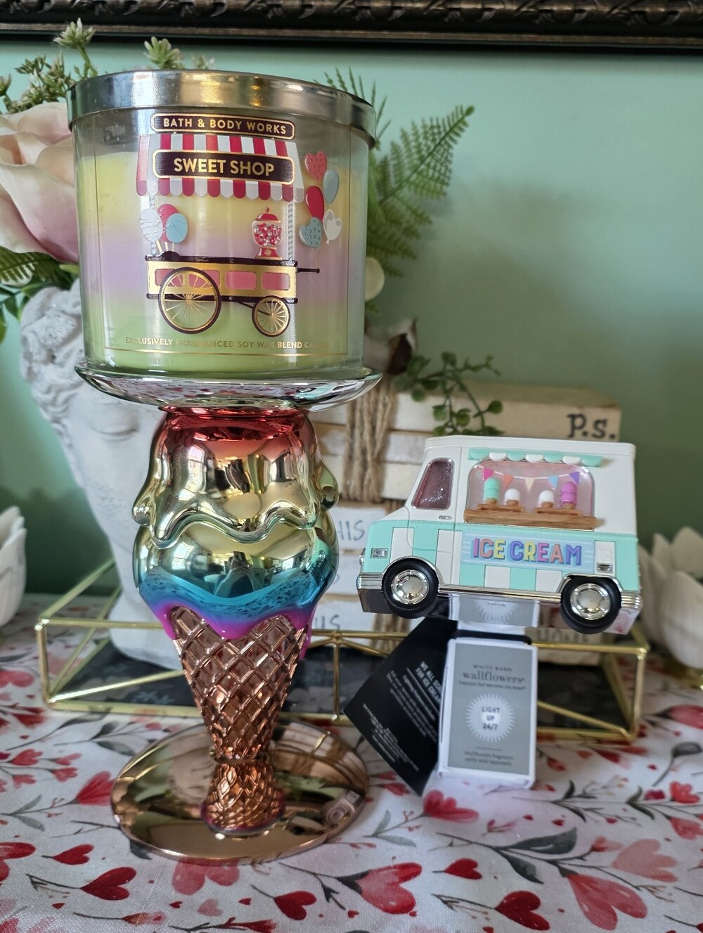 Bath Body Works Double Scoop Ice Cream Candle Holder Set Sweet Shop